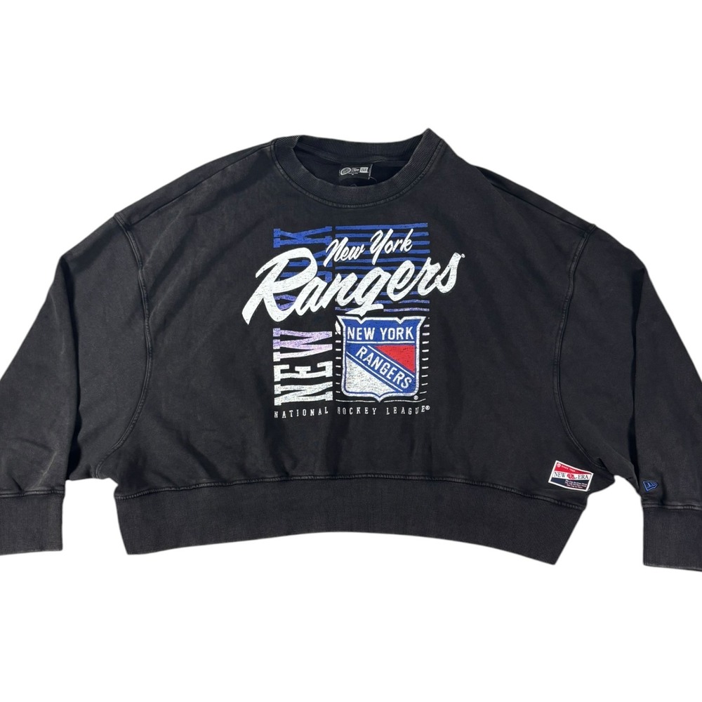 New Era New York‎ Rangers NHL Cropped Sweatshirt Womens XL Faded Black Pullover